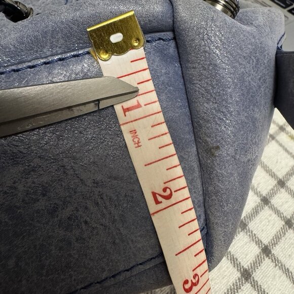 Botkier Warren Leather Backpack Blue Drawstring Zipper Straps - Picture 12 of 13